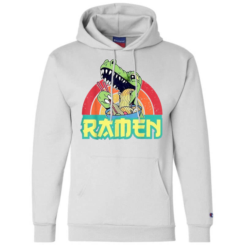 Funny Dinosaur Ramen Cute Anime Trex Japanese Ramen Noodles Champion Hoodie by robeijopicar | Artistshot