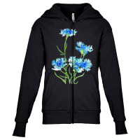 Cornflower Watercolor Painting T  Shirt Youth Zipper Hoodie | Artistshot