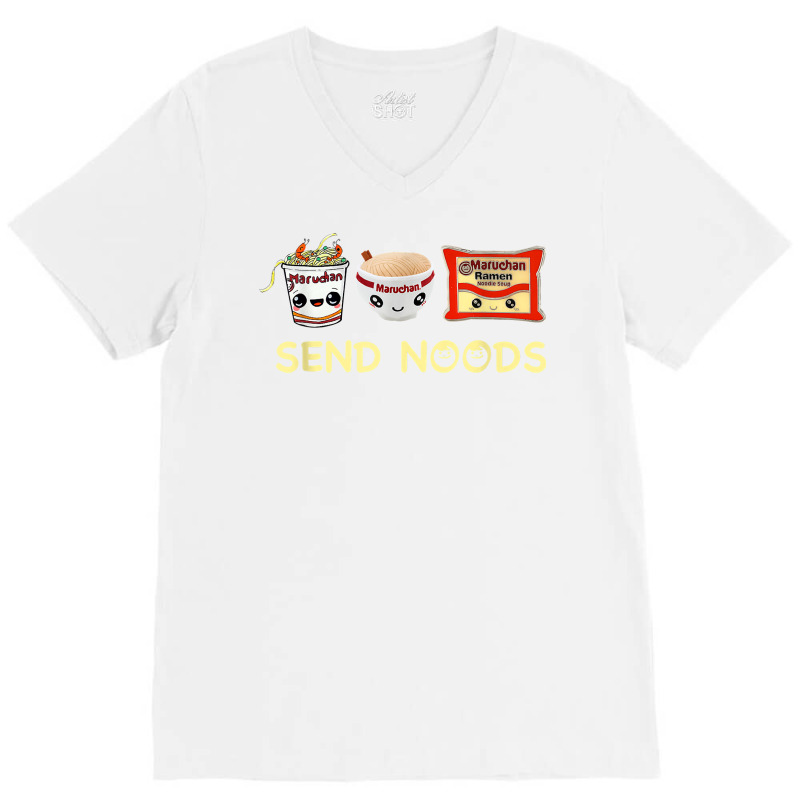 Funny Food Ramen Noodle Japanese Send Noods Bowl Chopsticks V-Neck Tee by robeijopicar | Artistshot