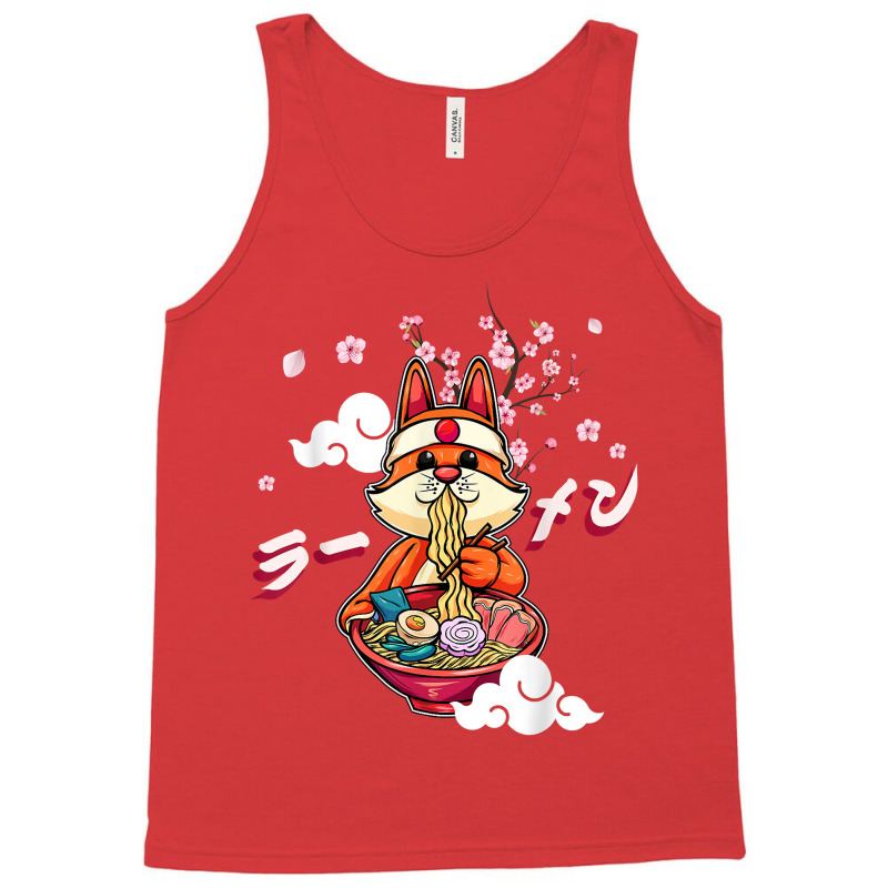 Funny Fox Eating Ramen Cute Japanese Vixen Noodles Tank Top by robeijopicar | Artistshot