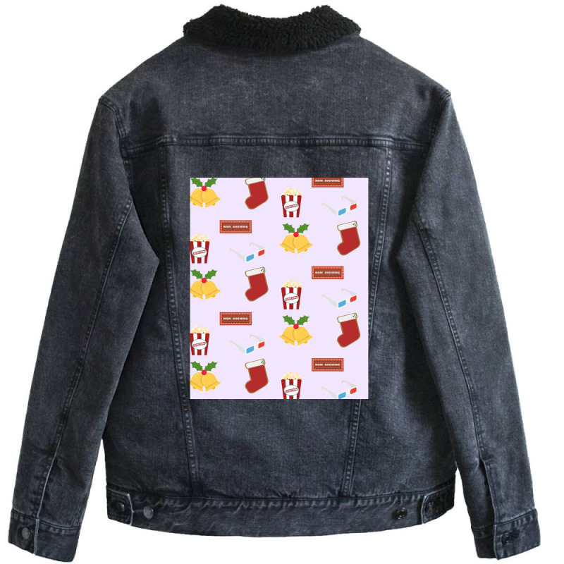 I Just Wanna Watch Christmas Movies Pattern Lazy Graphic Unisex Sherpa-Lined Denim Jacket by WeisenbadennisAlan | Artistshot