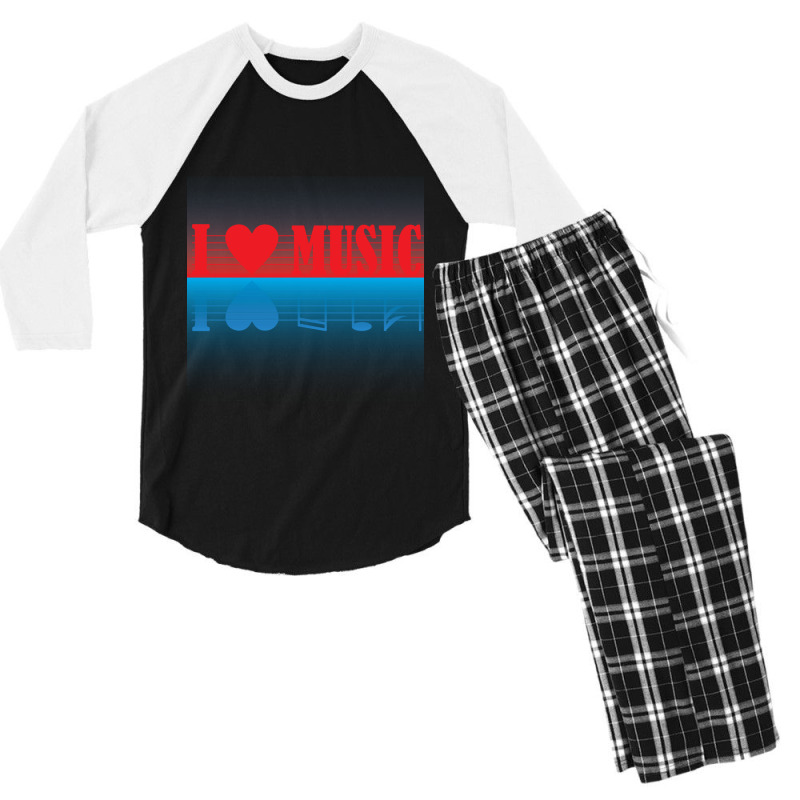 I Love Music Essential Men's 3/4 Sleeve Pajama Set | Artistshot