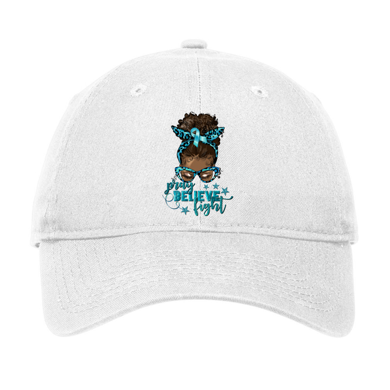 Teal Cancer Pray Believe Fight Adjustable Cap by afrowomandigitalshop@gmail.com | Artistshot