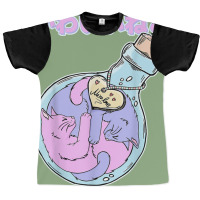 Kawaii Neko Yin And Yang Anime Cats Trapped Inside A Bottle Graphic T-shirt | Artistshot