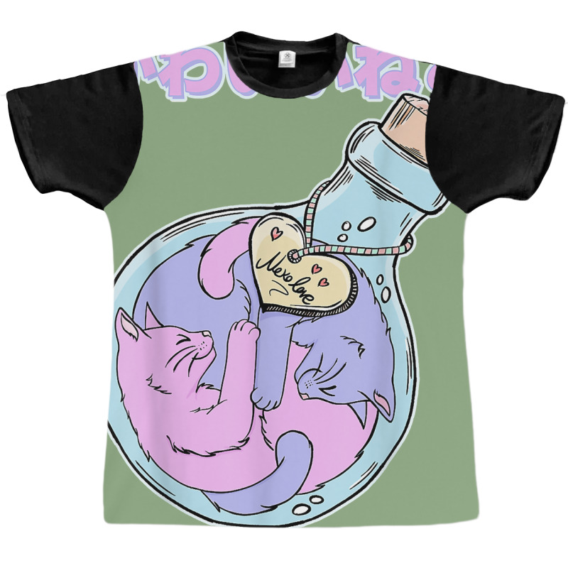 Kawaii Neko Yin And Yang Anime Cats Trapped Inside A Bottle Graphic T-shirt | Artistshot