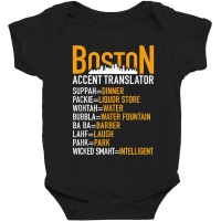 Wicked Smaht Funny Boston Accent Translator Bostonians Gifts Baby Bodysuit | Artistshot