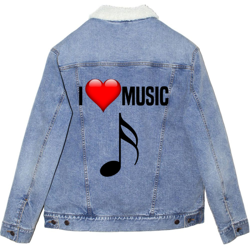 I Love Music. For All Music Lovers & Fans Classic Unisex Sherpa-lined Denim Jacket | Artistshot