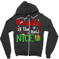 Naughty Is The New Nice Funny Santa Joke Christmas Humor Long Sleeve T Zipper Hoodie | Artistshot