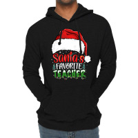 Santa's Favorite Teacher Funny Christmas Teacher Sweatshirt Lightweight Hoodie | Artistshot