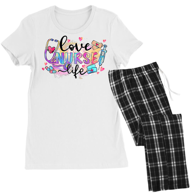 Flower Heart Stethoscope Love Nurse Life Nursing Valentine T Shirt Women's Pajamas Set by javauxswar | Artistshot