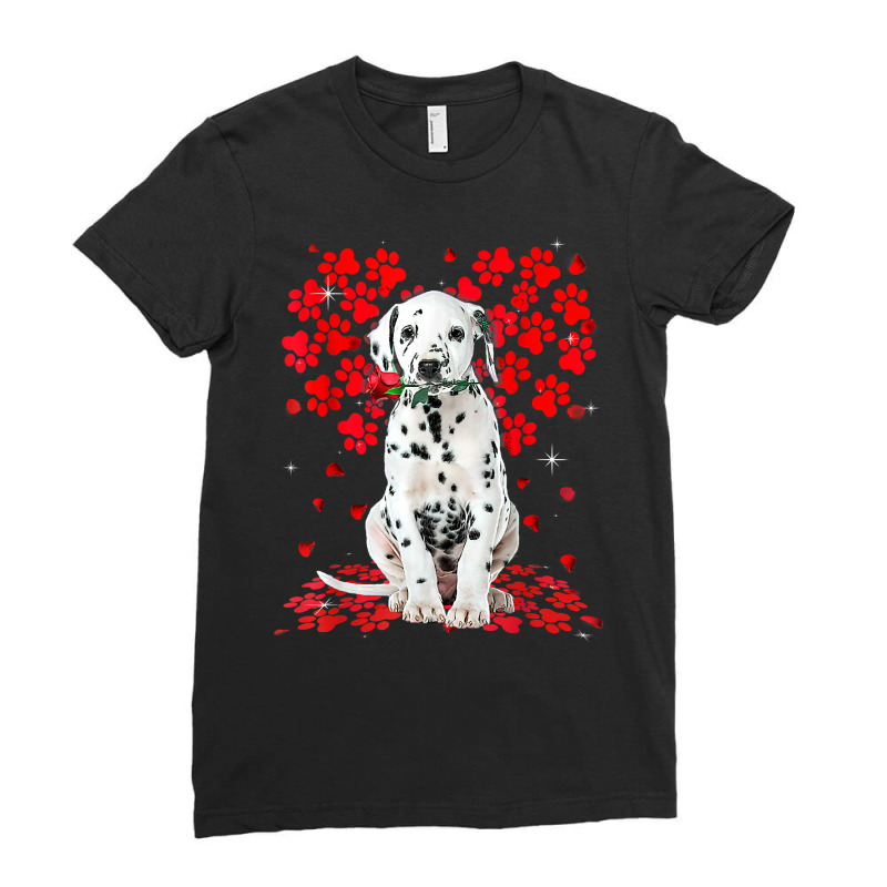 Cute Love Dalmatian Dog Valentine Pet Dog Lover T Shirt Ladies Fitted T-Shirt by luckenbg | Artistshot