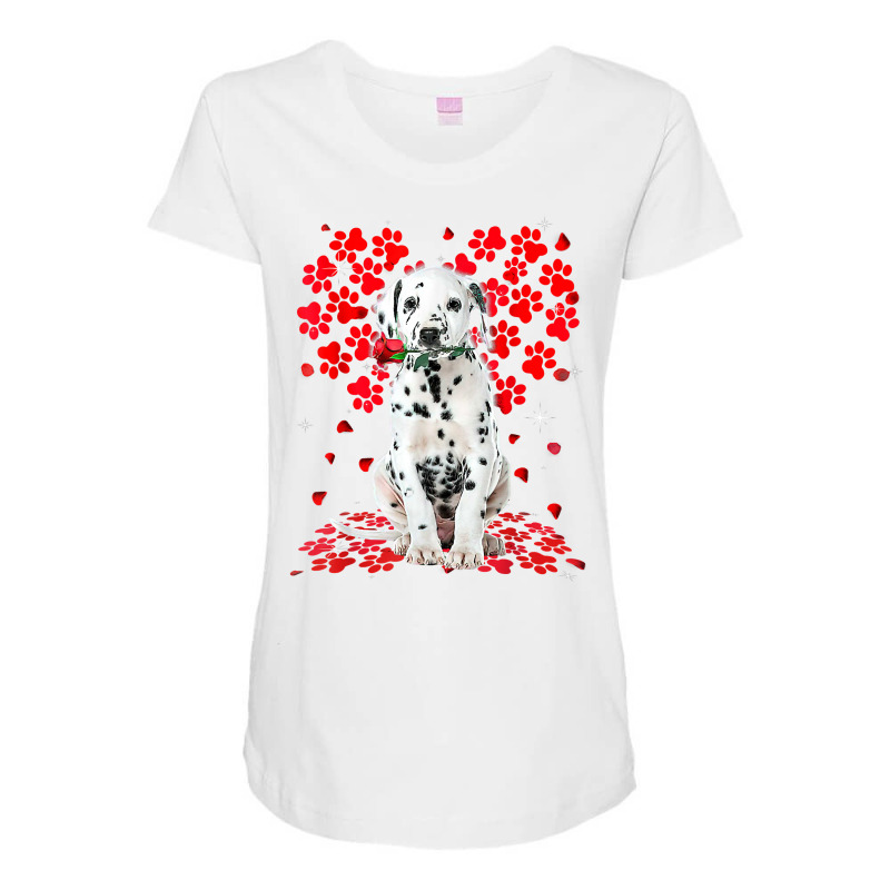 Cute Love Dalmatian Dog Valentine Pet Dog Lover T Shirt Maternity Scoop Neck T-shirt by luckenbg | Artistshot