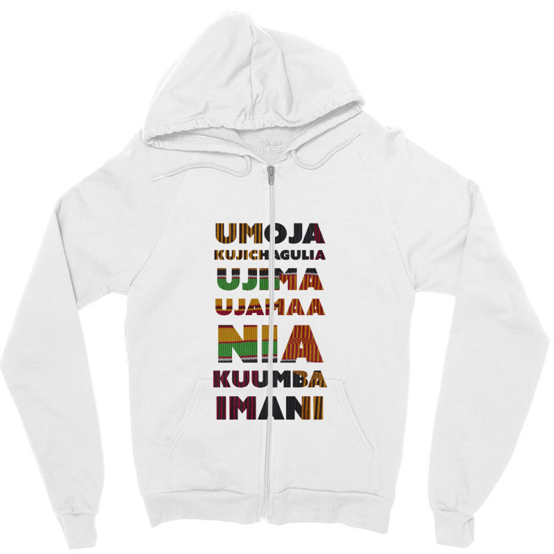 Kwanzaa Principles Kente Zipper Hoodie by saterseim | Artistshot