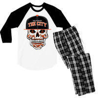 San Francisco The City Sugar Skull Bay Bridge Golden Gate T Shirt Men's 3/4 Sleeve Pajama Set | Artistshot