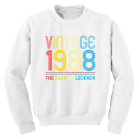 1988. Vintage 1988 Birthday Gifts For Legends Born Made 1988 Youth Sweatshirt | Artistshot