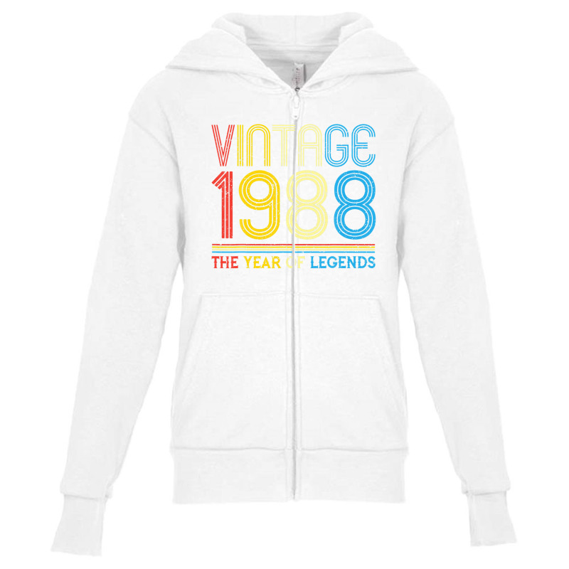 1988. Vintage 1988 Birthday Gifts For Legends Born Made 1988 Youth Zipper Hoodie | Artistshot