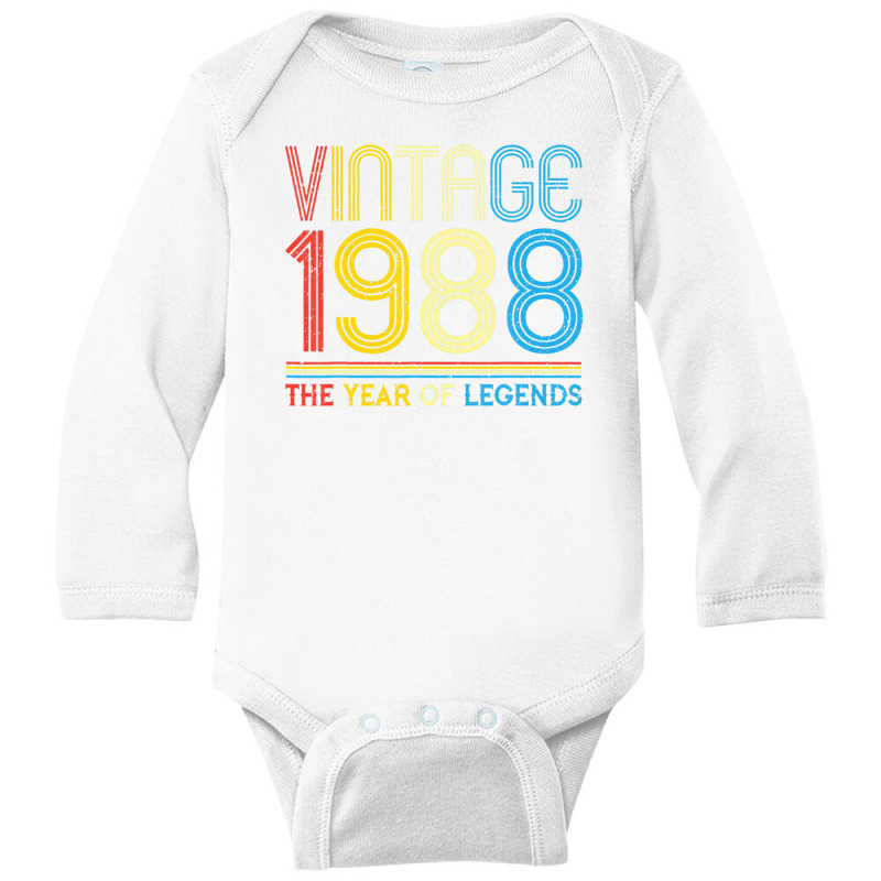 1988. Vintage 1988 Birthday Gifts For Legends Born Made 1988 Long Sleeve Baby Bodysuit | Artistshot