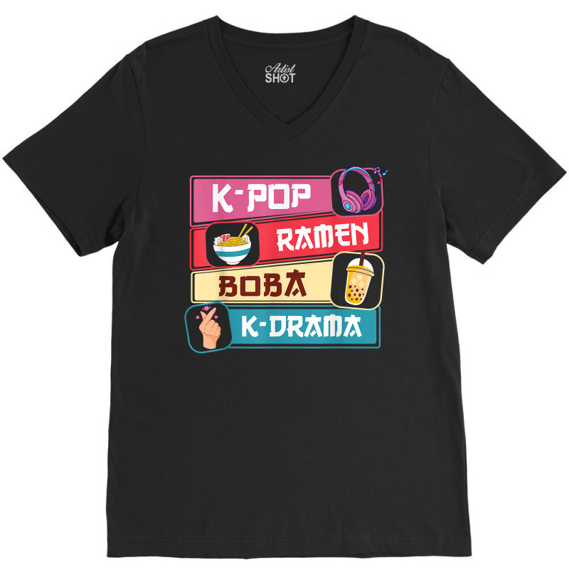 K Pop Ramen Boba K Drama Cute Kawaii Korean Drama Teen Girls T Shirt V-neck Tee | Artistshot