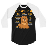 Chow Chow Anatomy Funny Dog Mom Dad Cute 3/4 Sleeve Shirt | Artistshot