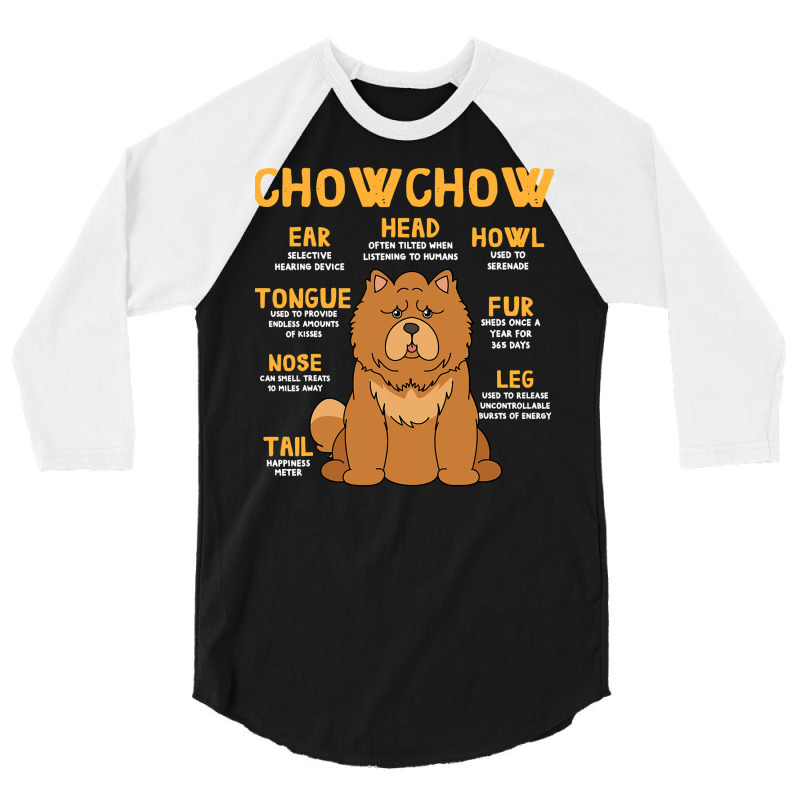 Chow Chow Anatomy Funny Dog Mom Dad Cute 3/4 Sleeve Shirt | Artistshot