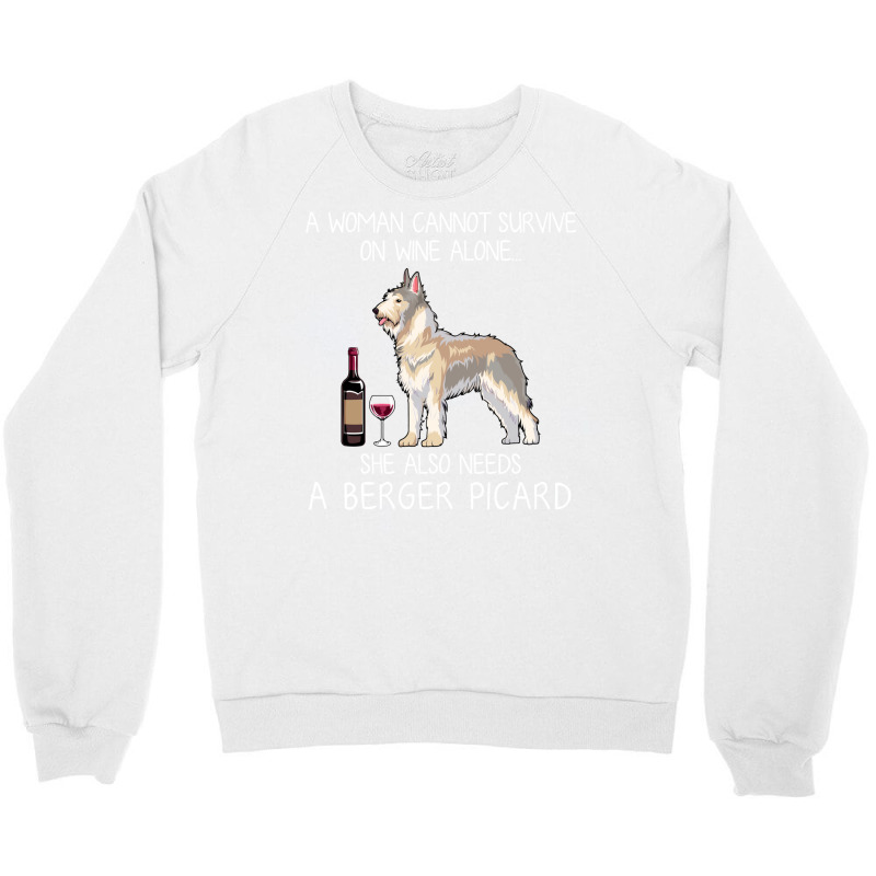 Berger Picard And Wine Funny Dog Crewneck Sweatshirt by gajurpalatu2 | Artistshot