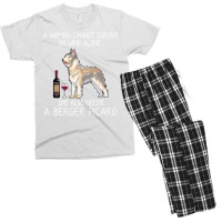 Berger Picard And Wine Funny Dog Men's T-shirt Pajama Set | Artistshot