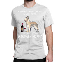 Berger Picard And Wine Funny Dog Classic T-shirt | Artistshot