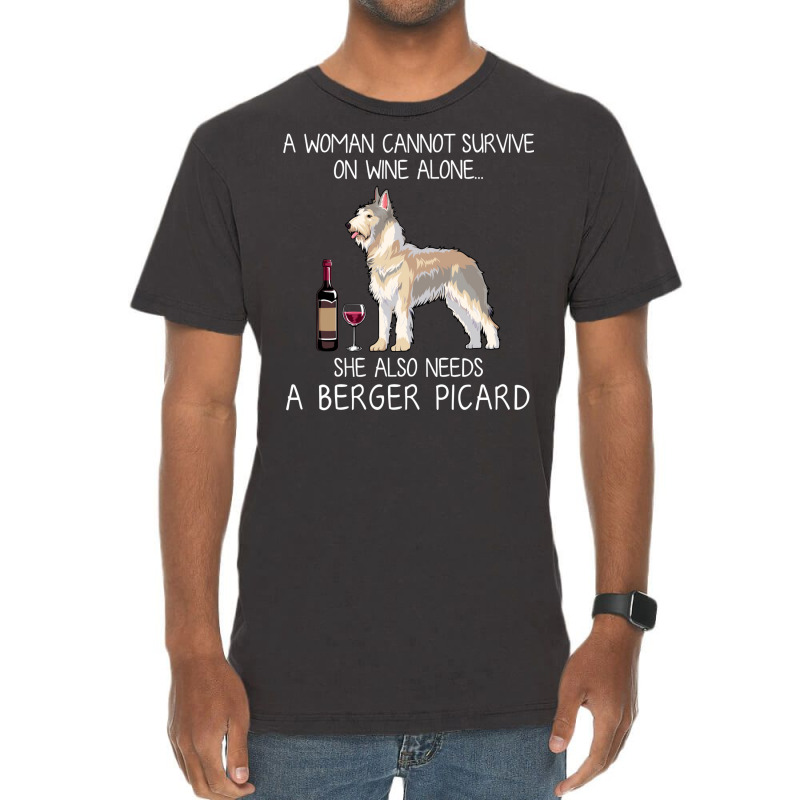 Berger Picard And Wine Funny Dog Vintage T-Shirt by gajurpalatu2 | Artistshot