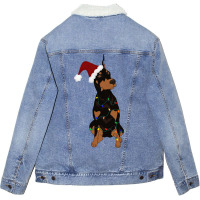 Christmas Doberman Pinscher Unisex Sherpa-lined Denim Jacket | Artistshot