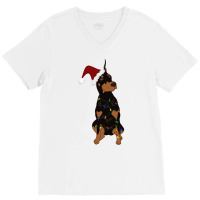 Christmas Doberman Pinscher V-neck Tee | Artistshot