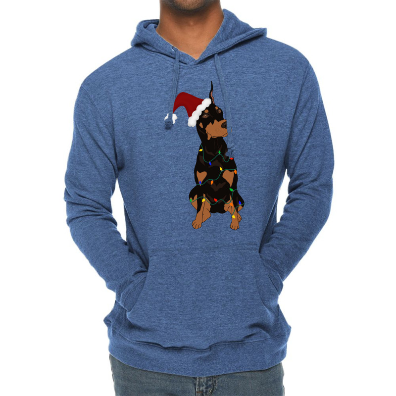 Christmas Doberman Pinscher Lightweight Hoodie | Artistshot