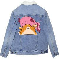 Axolotl And Corgi Friends Unisex Sherpa-lined Denim Jacket | Artistshot