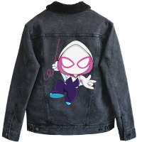 Cartoon Spider Ghost Unisex Sherpa-lined Denim Jacket | Artistshot