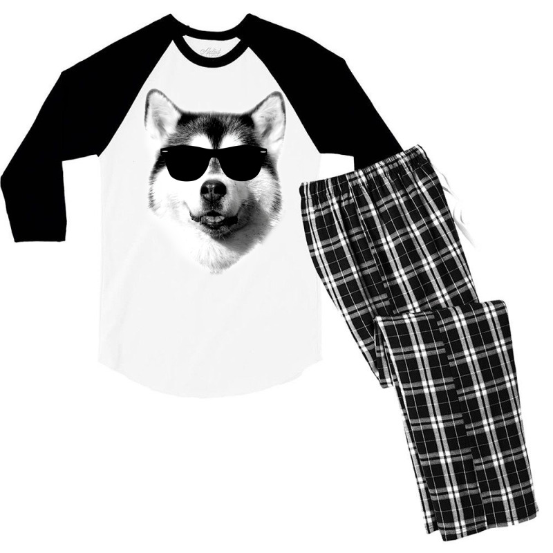 Cool Siberian Husky With Sunglasses Men's 3/4 Sleeve Pajama Set by dinsenoxilasi | Artistshot