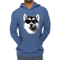 Cool Siberian Husky With Sunglasses Lightweight Hoodie | Artistshot