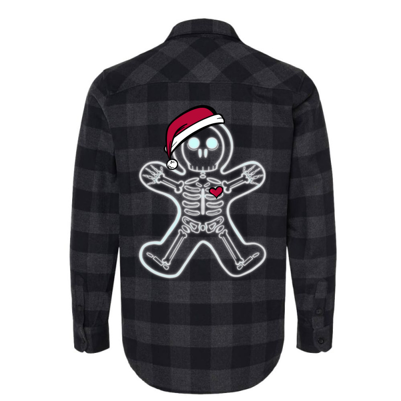 Christmas Gingerbread Man X Ray Cookie Skeleton Wearing A Santa Hat Flannel Shirt | Artistshot