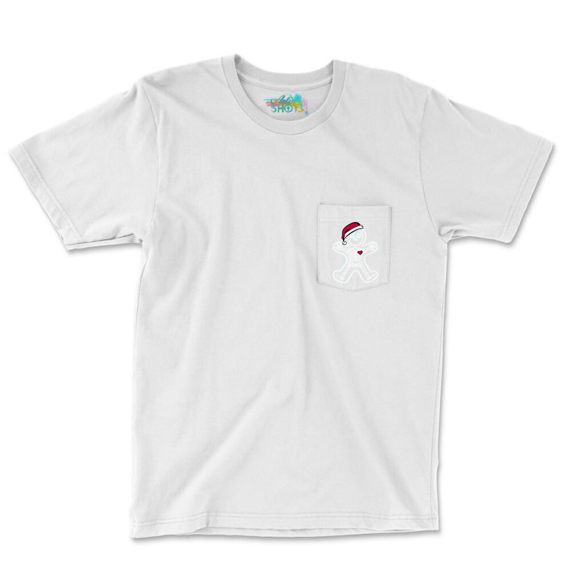 Christmas Gingerbread Man X Ray Cookie Skeleton Wearing A Santa Hat Pocket T-shirt | Artistshot