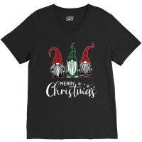 Christmas Gnomes In Plaid Hats Funny Gift Merry Xmas Graphic V-neck Tee | Artistshot