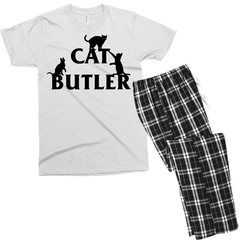 Cat Butler With Cats Crawling On Font Men's T-shirt Pajama Set | Artistshot