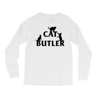 Cat Butler With Cats Crawling On Font Long Sleeve Shirts | Artistshot