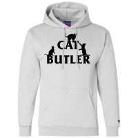 Cat Butler With Cats Crawling On Font Champion Hoodie | Artistshot