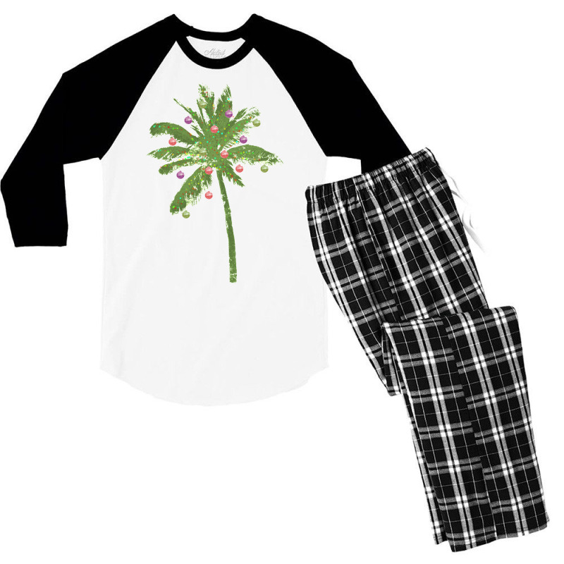 Christmas Palm Tree Decorated Men's 3/4 Sleeve Pajama Set | Artistshot