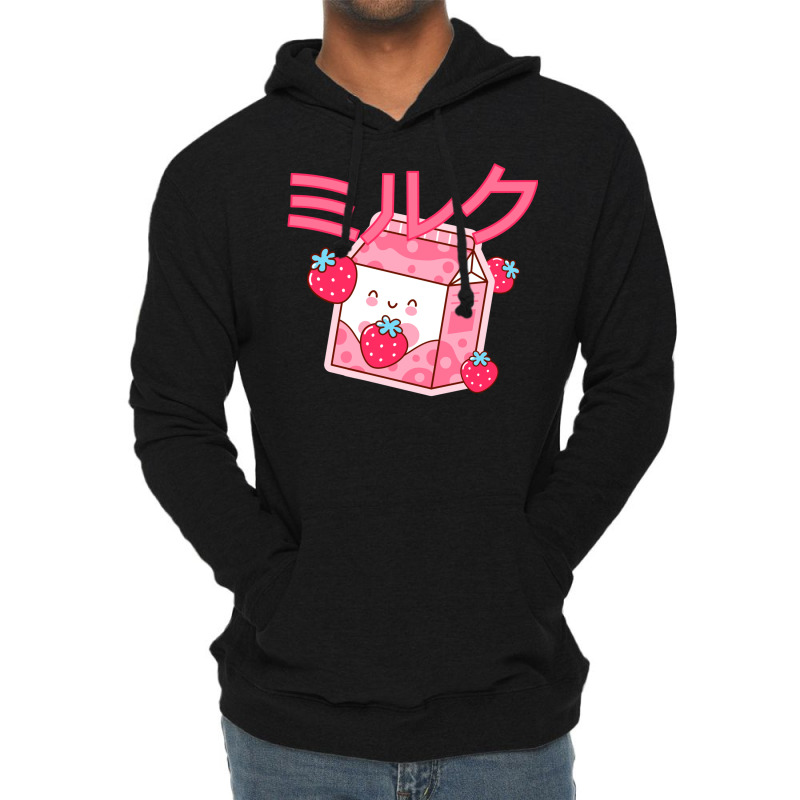 Cute Japanese Strawberry Milk Shake Carton Kawaii Funny Lightweight Hoodie by meyshejda2 | Artistshot