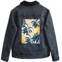 Trend Tropical Leaves Plants Pastel Unisex Sherpa-lined Denim Jacket | Artistshot