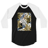 Trend Tropical Pattern With Abstraction Plants Beautiful Vector 3/4 Sleeve Shirt | Artistshot