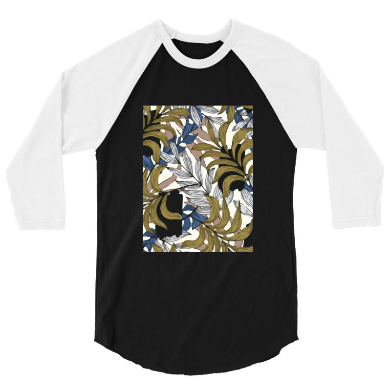 Trend Tropical Pattern With Abstraction Plants Beautiful Vector 3/4 Sleeve Shirt | Artistshot