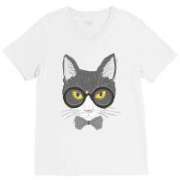 Cat Face V-neck Tee | Artistshot