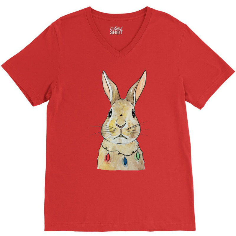 Christmas Rabbit V-neck Tee | Artistshot