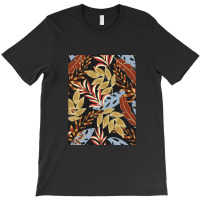 Trend Tropical Pattern With Bright Blue Red Plants Leaves 1 T-shirt | Artistshot