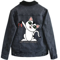 Cat Got Your Tongue Unisex Sherpa-lined Denim Jacket | Artistshot